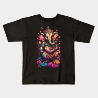 Vibrant Ganapati Elephant festival Design Kids T-Shirt